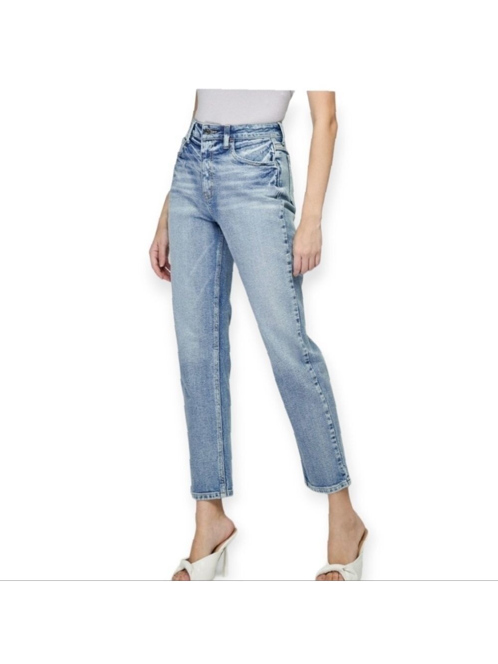 Cello Light Wash High Rise Straight Leg Ankle Jeans Junior Size 7